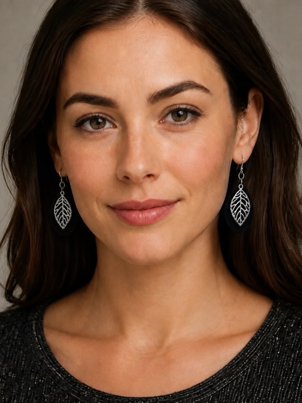 Chic Style Delicate Silver Leaf Black Drop Earrings - Women Jewelry